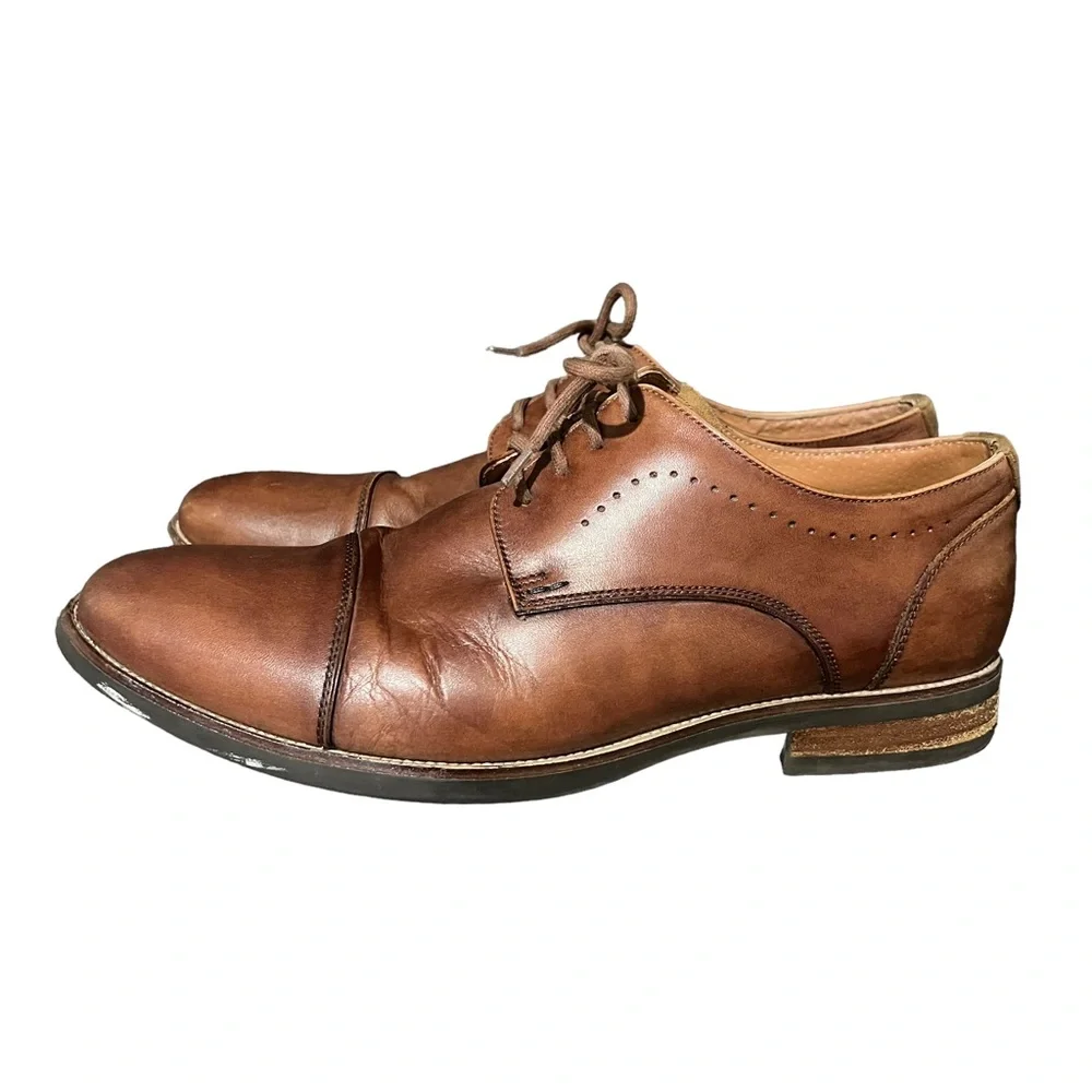 Florsheim UPTOWN 15166-221 Cognac‎ Leather Cap Toe Oxford Dress Shoes Size 8.5